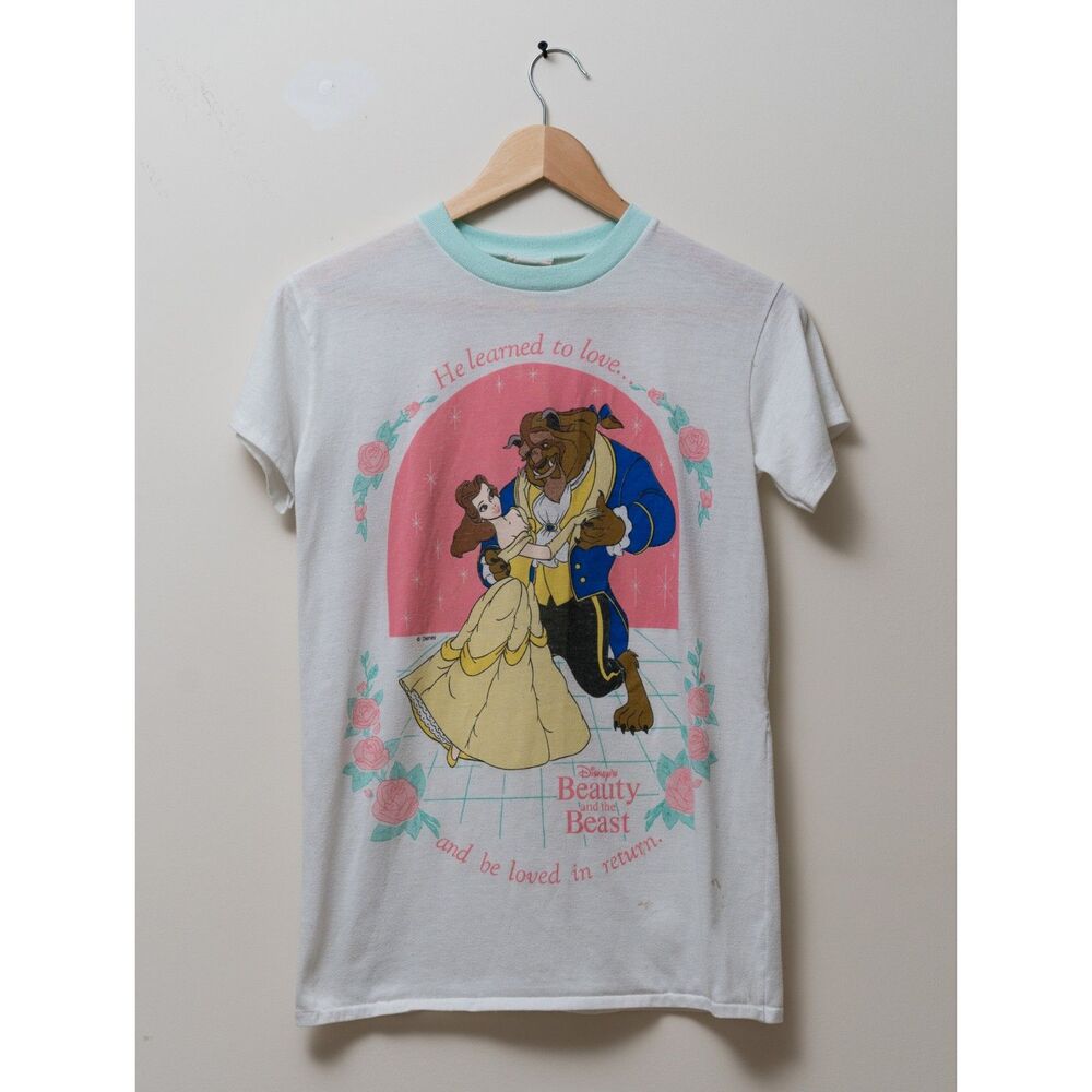 Vintage 90s Disney's Beauty and the Beast Sleep Shirt - Sz 8 (S)